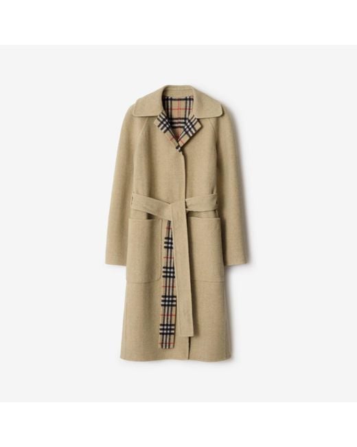 Burberry Natural Reversible Wool Wrap Coat