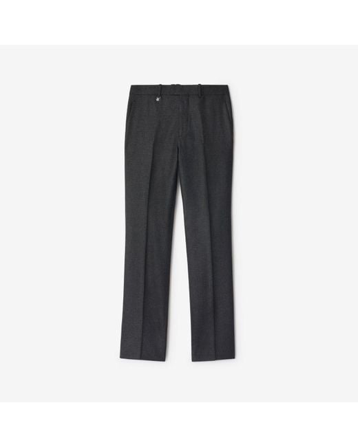 Burberry Black Check Wool Cashmere Tailored Trousers for men