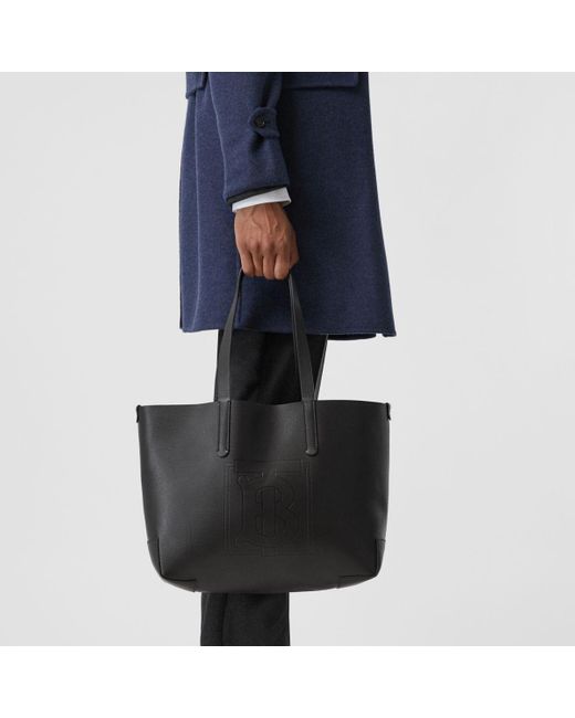 Burberry Embossed Monogram Black Leather Tote