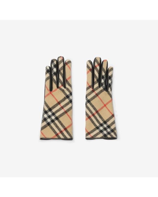 Burberry Multicolor Check Wool Cashmere Gloves