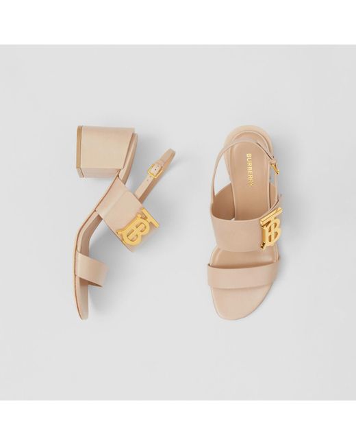 Burberry Monogram Motif Leather Block-heel Sandals | Lyst