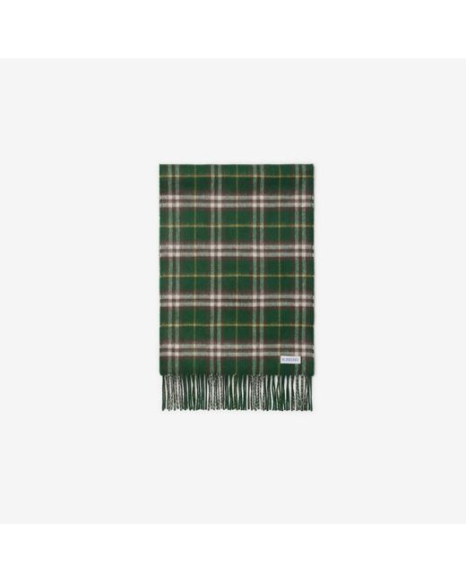 Burberry Green Reversible Check Cashmere Scarf