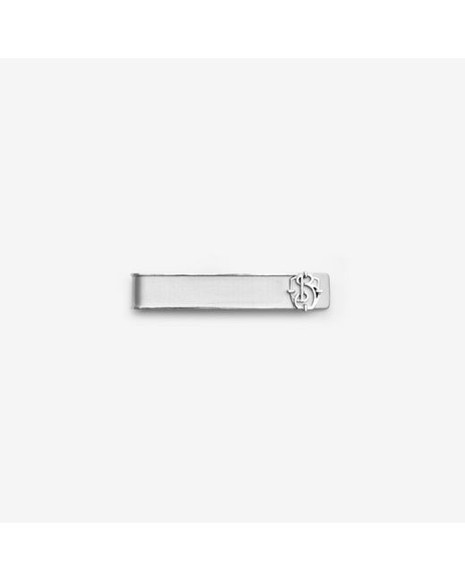 Burberry White B Charm Tie Bar for men