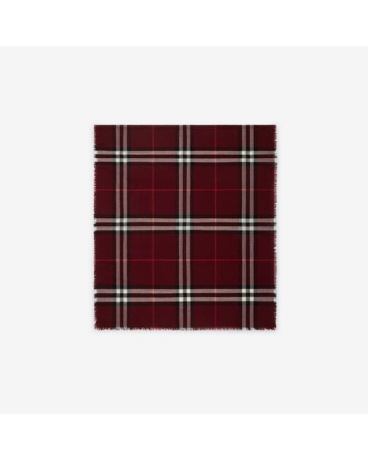 Burberry Red Wide Check Wool Scarf