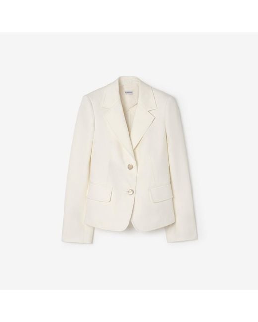 Burberry White Cotton Tailored Jacket