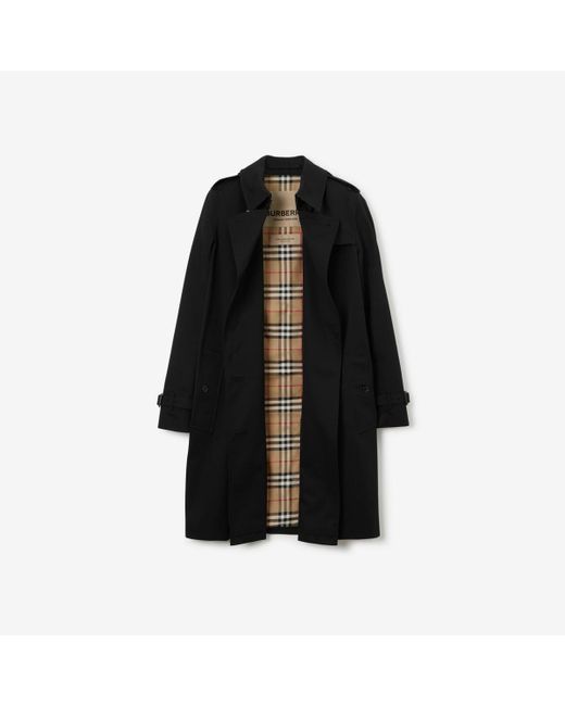 Burberry Black Mid-length Kensington Heritage Trench Coat