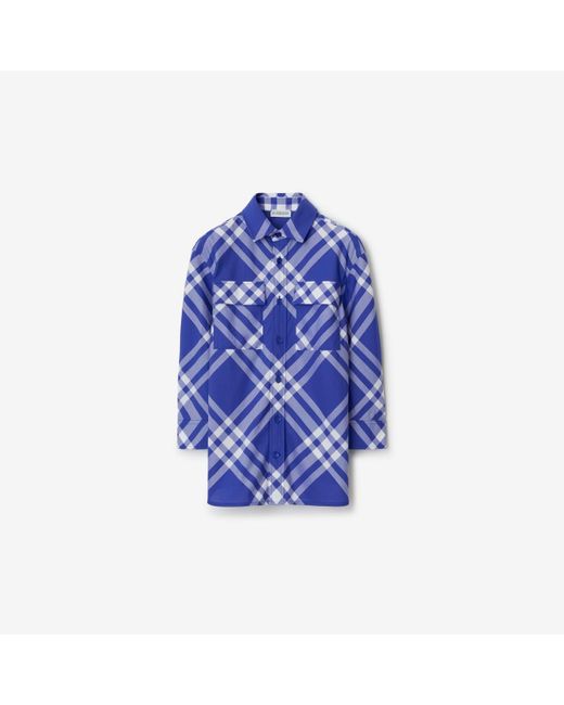 Burberry Blue Check Cotton Shirt for men