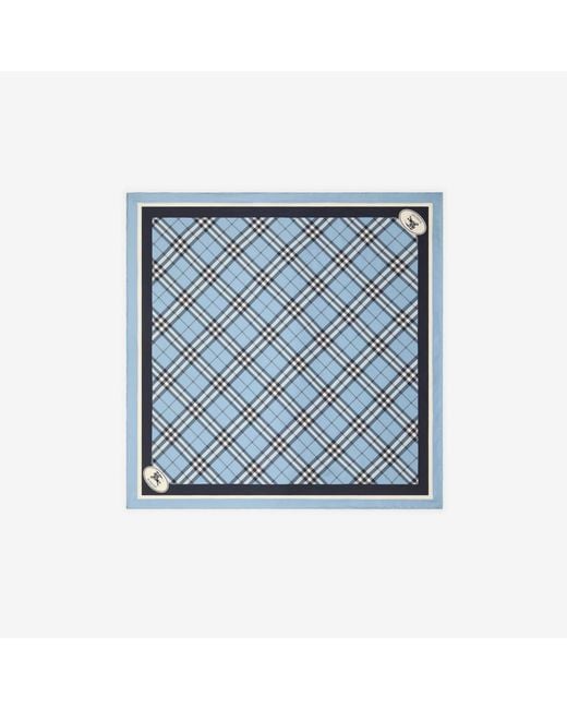 Burberry Blue Silk Foulard With Check