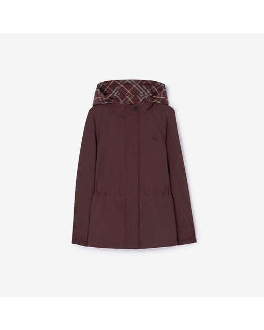 Burberry Purple Reversible Check Nylon Hooded Jacket