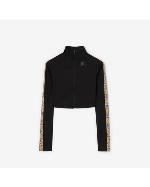Burberry Black Stretch Nylon Cropped Track Jacket
