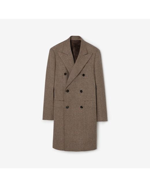 Burberry Brown Wool Linen Blend Denbury Tailored Coat for men