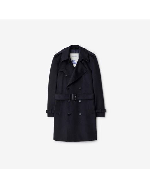Mid-Length Cashmere Trench Coat Burberry pour homme en coloris Blue