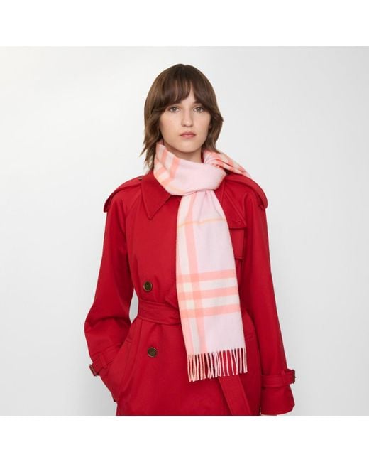 Burberry Pink Check Cashmere Scarf