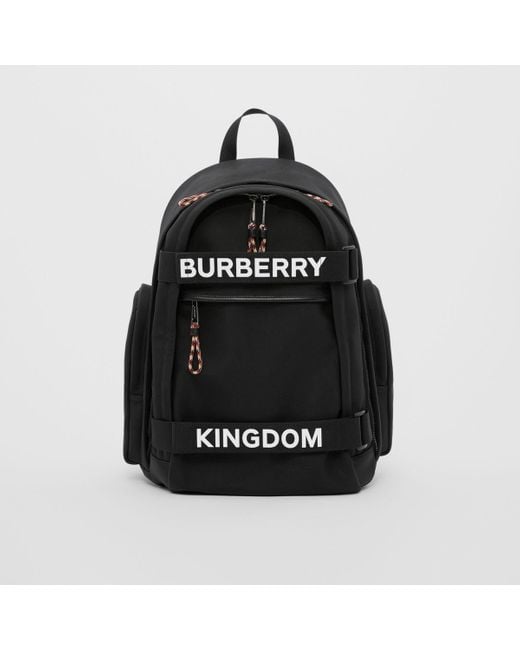 Burberry Black Large Logo And Kingdom Detail Nevis Backpack for men