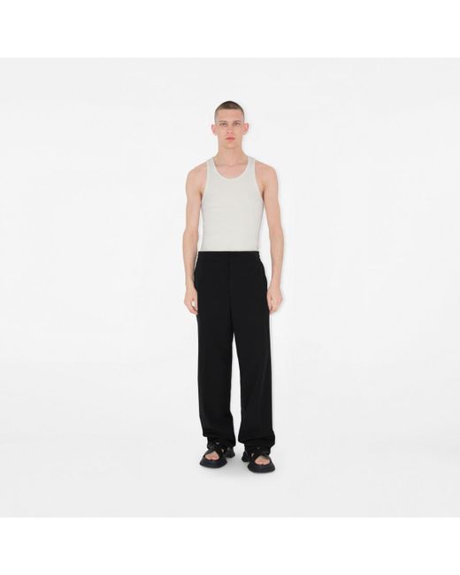 Burberry Black Cotton Blend Tailored Trousers for men