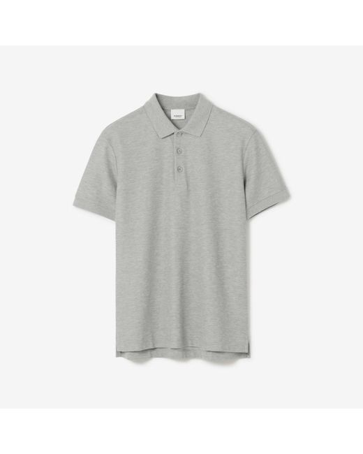 Embroidered Oak Leaf Crest Cotton Piqué Polo Shirt Burberry pour homme en coloris Gray