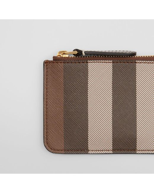 Burberry Exaggerated Check Coin Case With Strap in Brown | Lyst