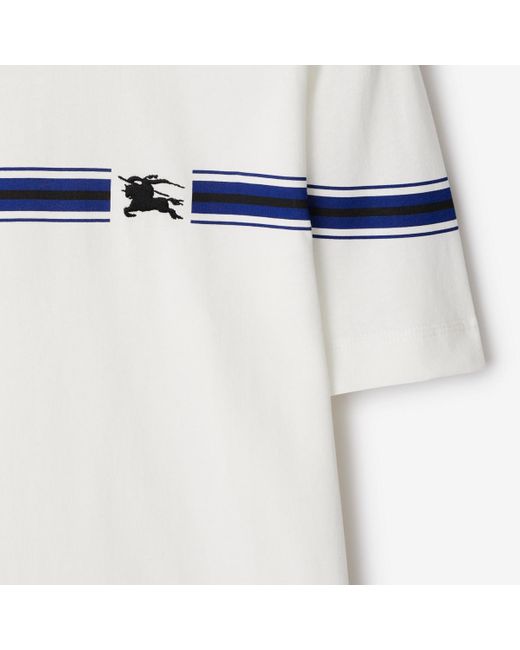 Burberry White Stripe Cotton T-shirt for men