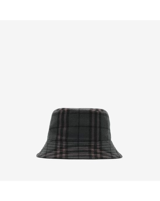 Burberry Black Reversible Check Wool Bucket Hat for men