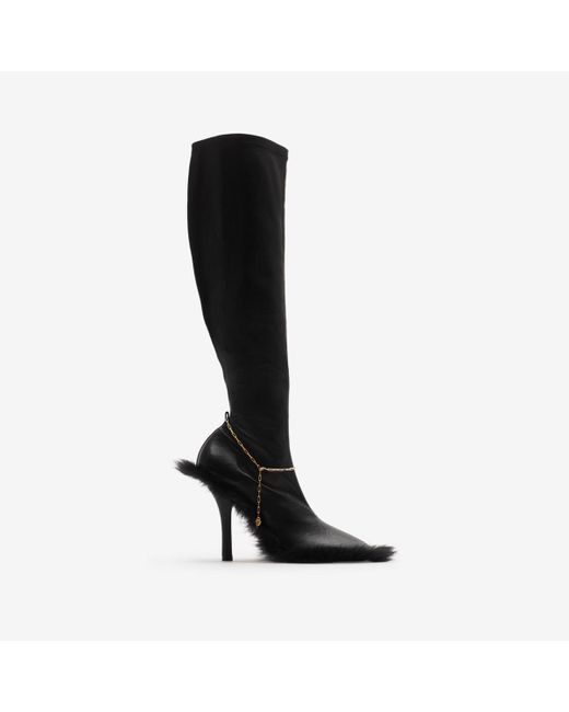 Burberry Black Leather Slinky Legging High Boots