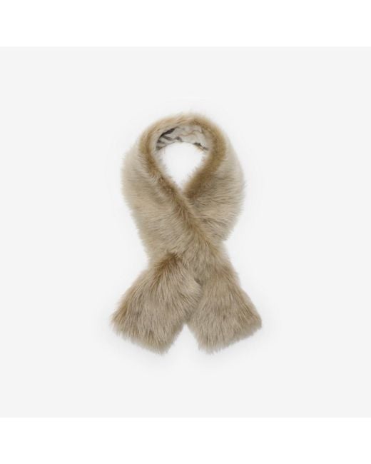 Burberry Natural Reversible Shearling Scarf