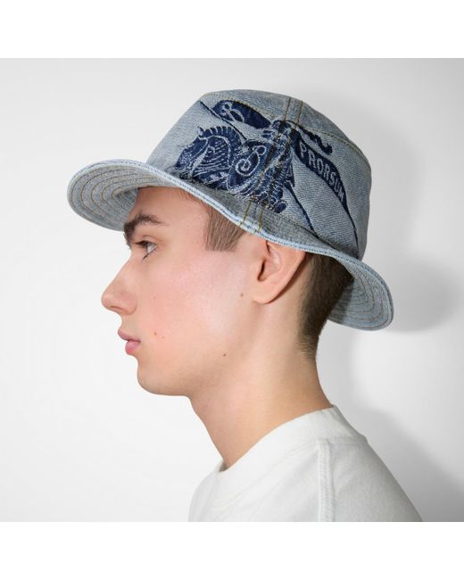 Burberry Blue Denim Bucket Hat for men