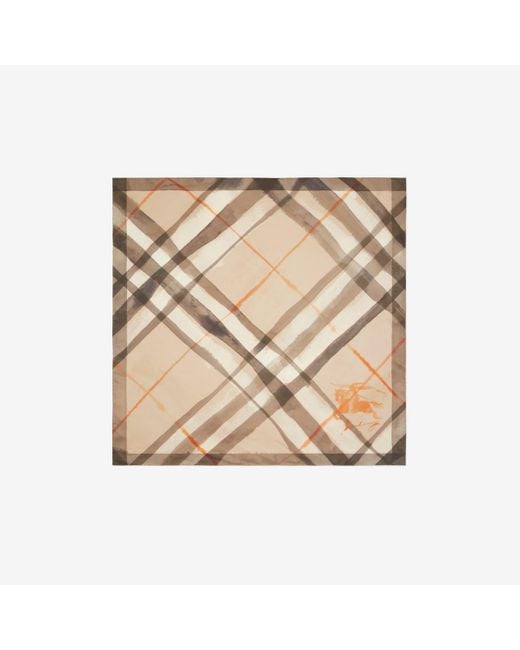 Burberry Natural Watercolour Check Silk Scarf