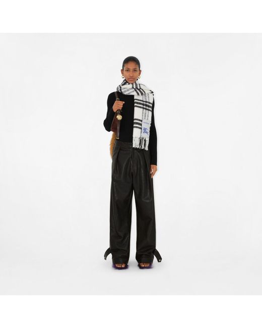 Burberry White Check Wool Scarf