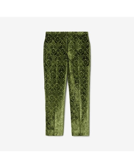 Burberry Green Baroque Velvet Tailored Trousers
