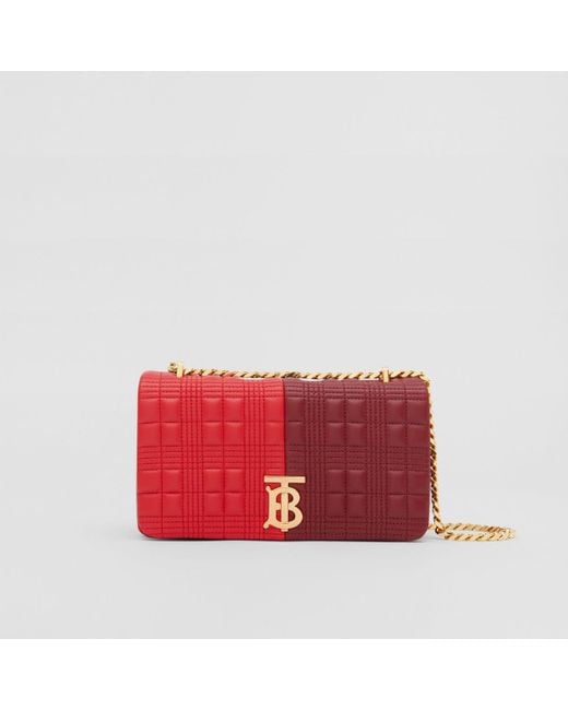 Burberry Red Small Quilted Colour Block Lambskin Lola Bag