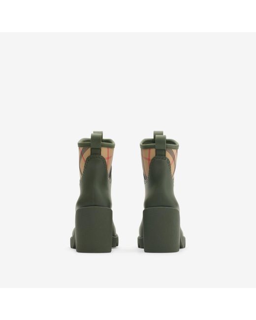 Burberry Green Rubber Marsh Stamp Heeled Low Boots​