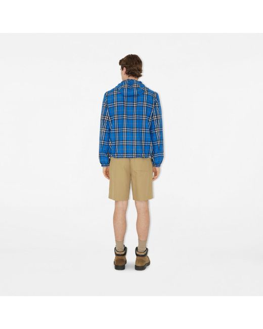 Burberry Blue Reversible Check Hooded Jacket for men