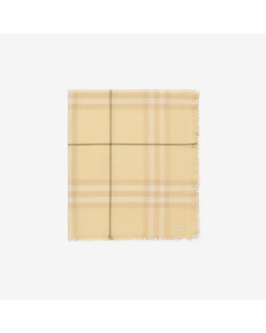 Burberry Natural Wide Check Wool Scarf