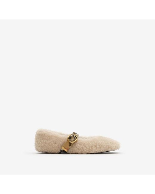 Burberry Natural Shearling Robin Ballerinas