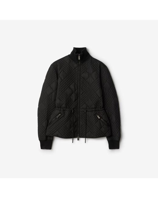 Burberry Black Micro Check-Stitch Nylon Wakerley Jacket