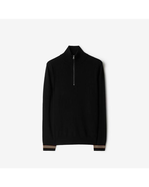 Burberry Black Wool Half-zip Sweater for men