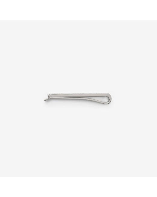 Burberry White Engraved Check Tie Bar for men
