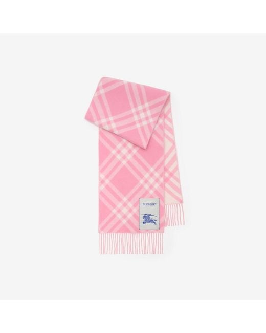 Burberry Pink Check Cashmere Scarf