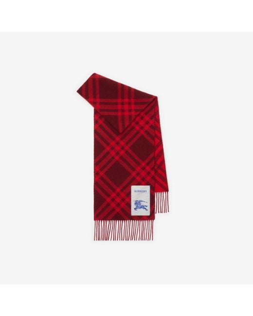 Burberry Red Check Cashmere Scarf