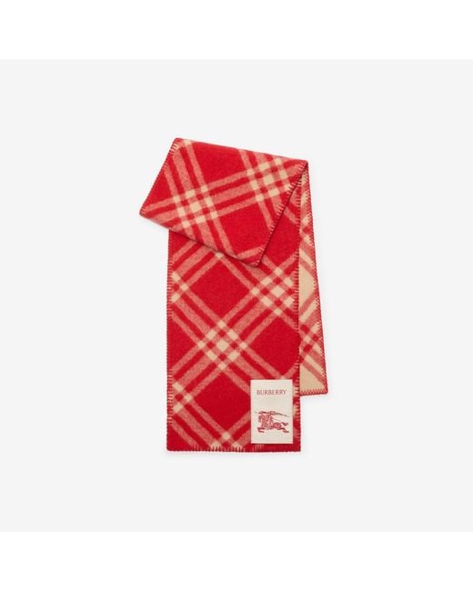 Burberry Red Check Wool Scarf
