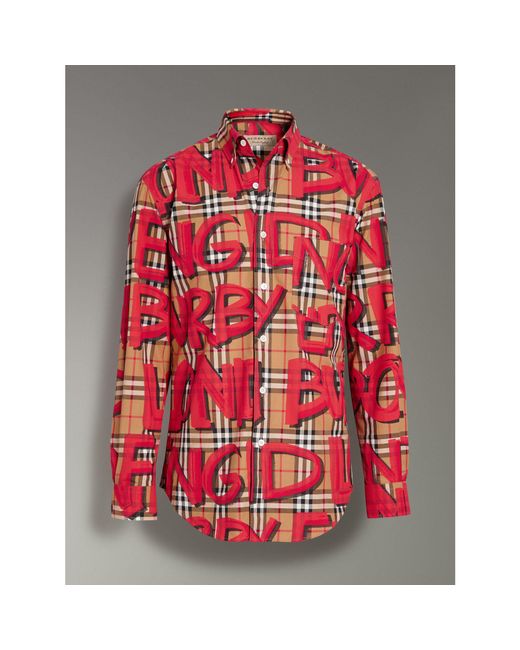Burberry shirt with red writing Clearance