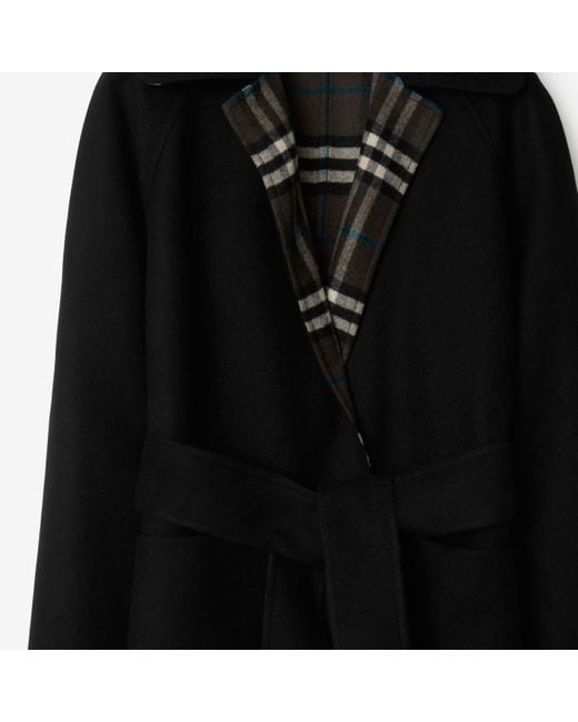 Burberry Black Reversible Check Wool Wrap Coat, 11/7 Update Title And Tab 1