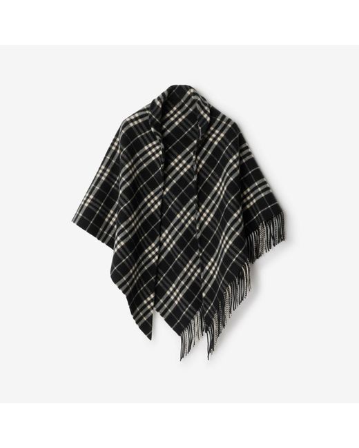 Burberry Black Check Wool Cashmere Cape