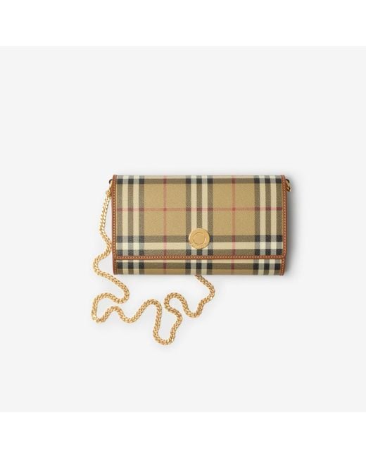 Burberry Metallic Check Chain Strap Wallet