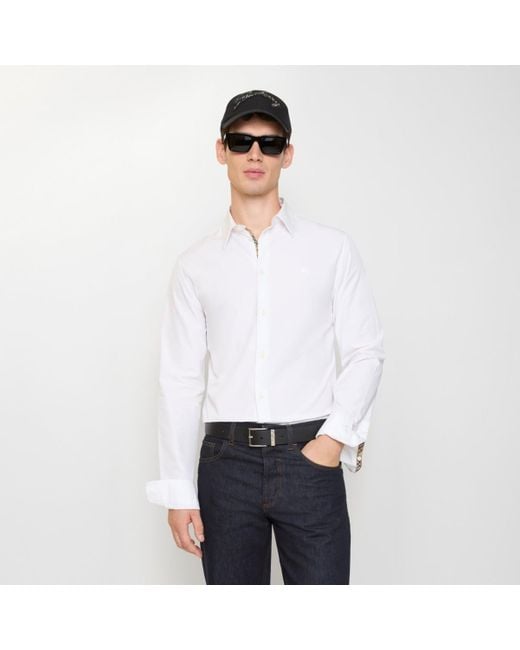 Burberry White Regular Fit Cotton Poplin Shirt for men