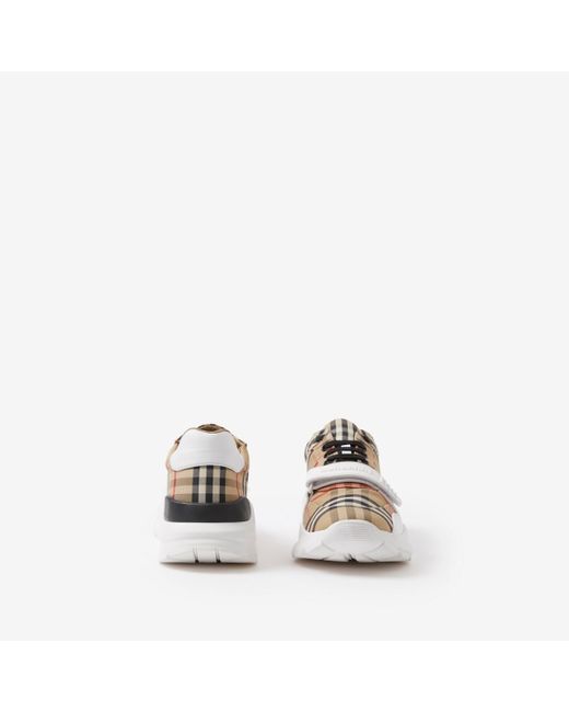Burberry White Check, Suede And Leather Sneakers for men
