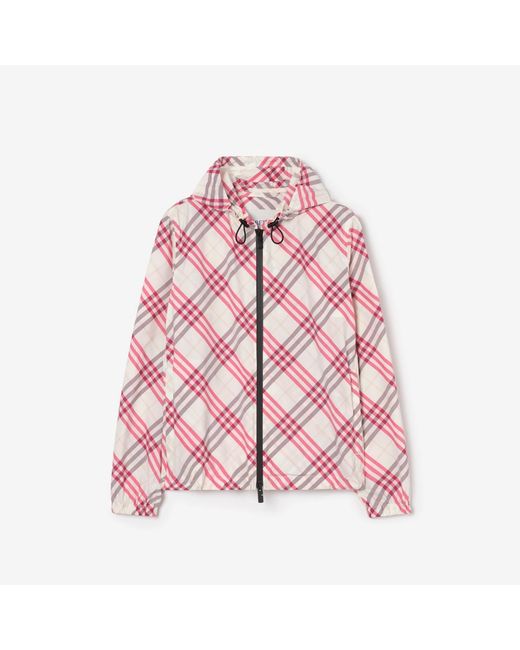 Burberry Women's Pink Check Salcombe Hooded Jacket​