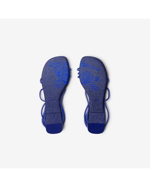Burberry Blue Leather Ivy Shield Sandals