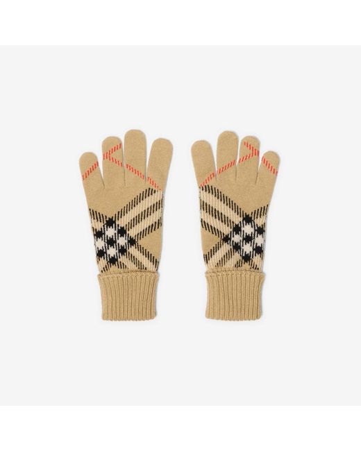 Burberry Natural Check Cashmere Blend Gloves for men