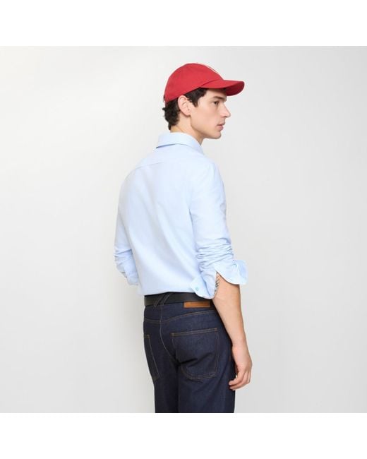 Burberry Blue Slim Fit Cotton Oxford Shirt for men